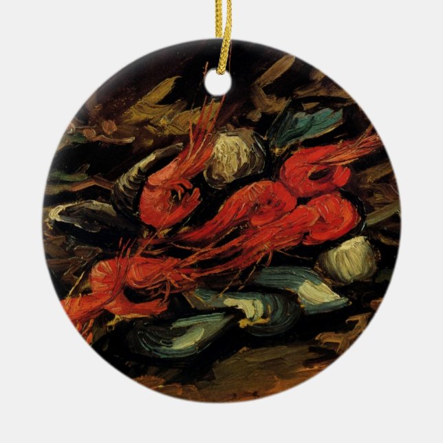 Mussels und Shrimp von Vincent van Gogh Keramik Ornament (Vorne)