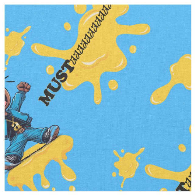 Mustaard Blue Cotton Fabric Stoff (Nahaufnahme)