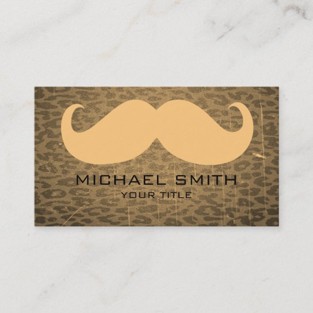 Mustache auf Vintagem Leopard Visitenkarte (Vorderseite)