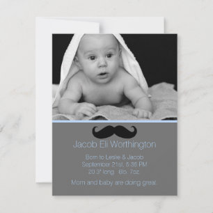 Mustache Baby Boy Birth Ankündigung