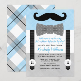 Mustache Baby Dusche Einladung blauer kleiner Mann