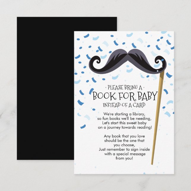 Mustache Baby Showbook for Baby Card Einladung (Vorne/Hinten)
