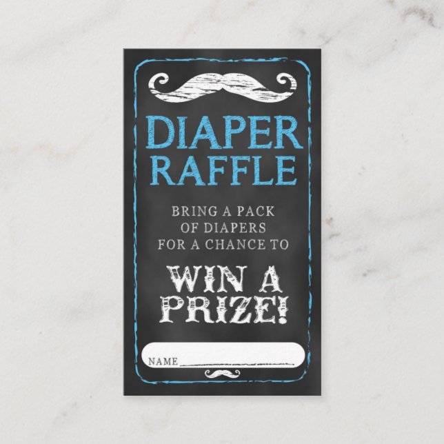 Mustache Baby Showdusche Windeln Raffle Ticket Bab Begleitkarte (Vorderseite)