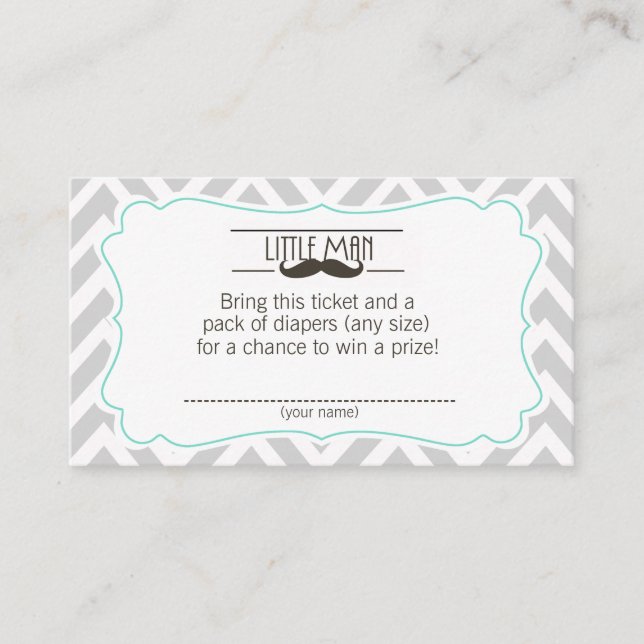 Mustache Baby Shower Diaper Raffle Ticket Begleitkarte (Vorderseite)