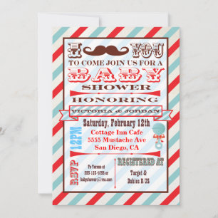 Mustache Baby Shower Invitations
