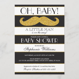 Mustache Babydusche Einladung - Kleiner Mann