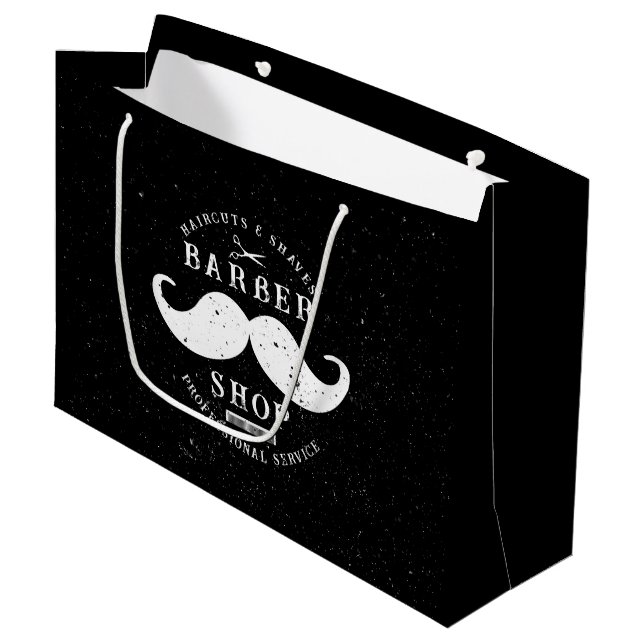 Mustache Barber Shop Barbershop Shopping Große Geschenktüte (Vorderseite Schrägansicht)