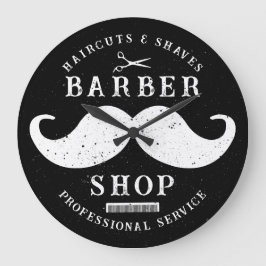 Mustache Barber Shop Modernes Friseursalon Barbers Große Wanduhr