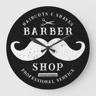 Mustache Barber Shop Modernes Friseursalon Barbers Große Wanduhr