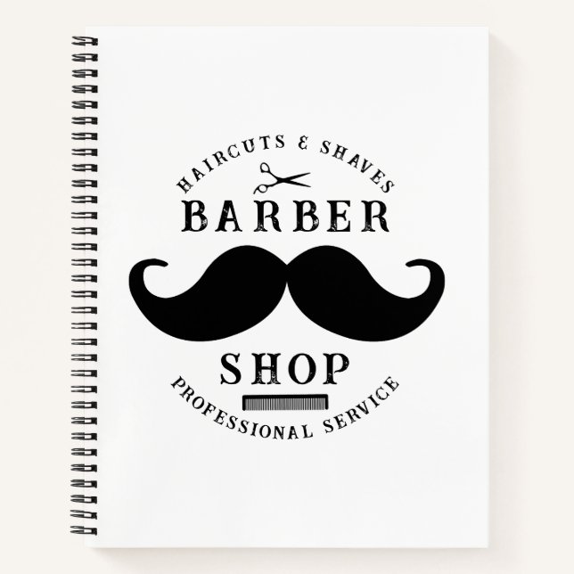Mustache Barber Shop Modernes Friseursalon Barbers Notizbuch (Vorderseite)