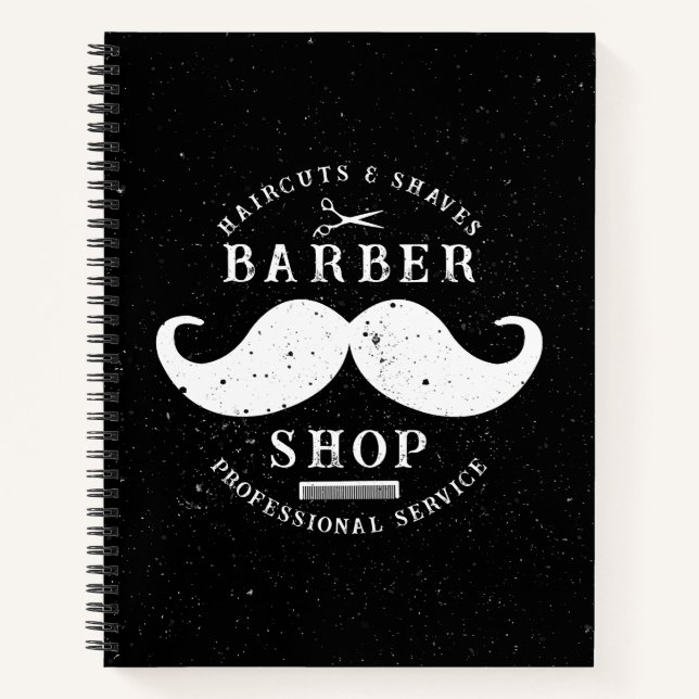 Mustache Barber Shop Modernes Friseursalon Barbers Notizbuch (Vorderseite)
