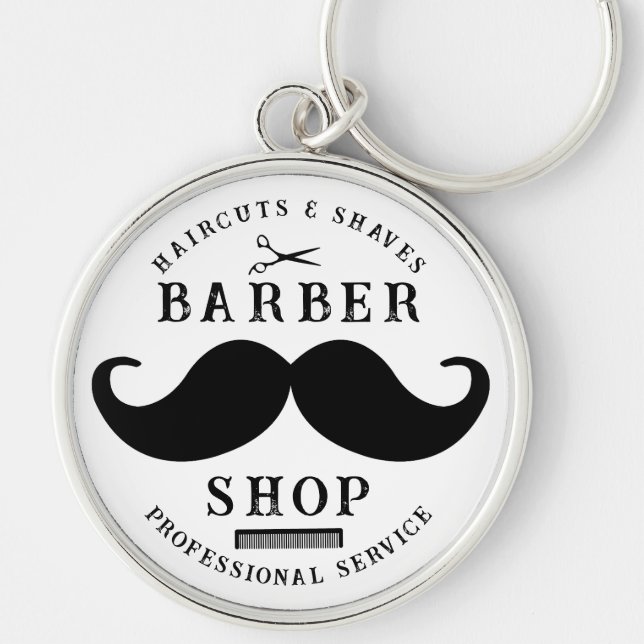 Mustache Barber Shop Modernes Friseursalon Barbers Schlüsselanhänger (Vorne)