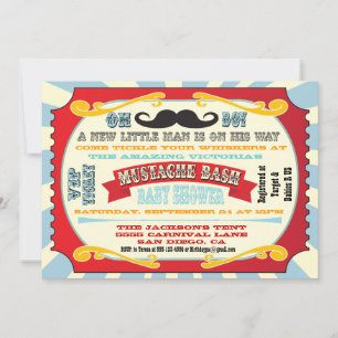 Mustache Bash Babydusche Einladung