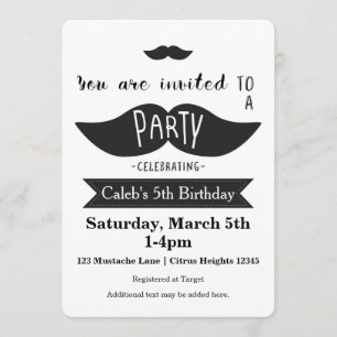 Mustache Bash Fête d'anniversaire Invitations mode