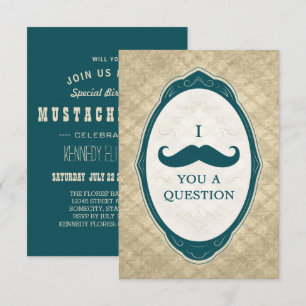 Mustache Bash Frage Vintag Frame Einladungen