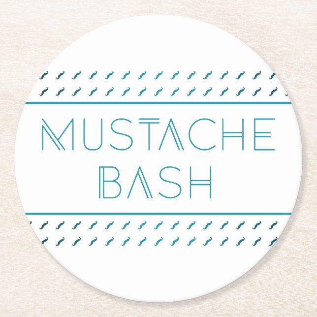 Mustache Bash Metro Runder Pappuntersetzer (Vorderseite)