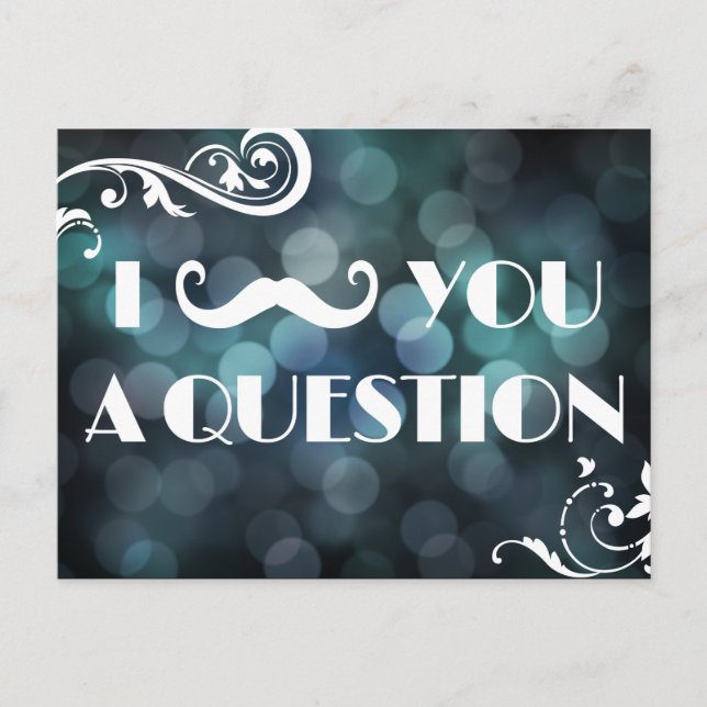Mustache Bash Question Bokeh Lights Einladungen (Vorderseite)