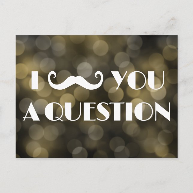 Mustache Bash Question Bokeh Lights Einladungen (Vorderseite)