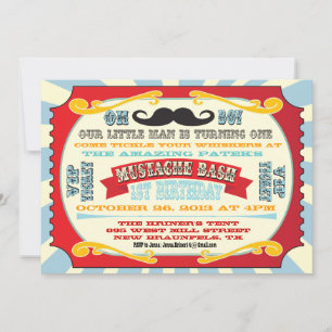 Mustache Bash Ticket Geburtstag Einladung