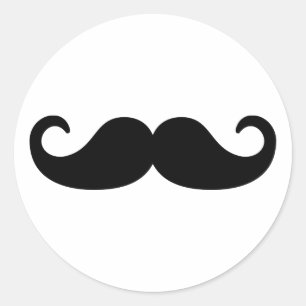 Mustache Beard Runder Aufkleber