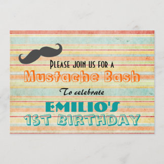 Mustache Birthday Bash Einladung