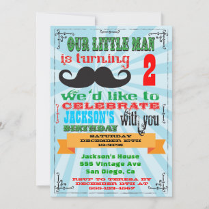 Mustache Birthday Party Einladungen
