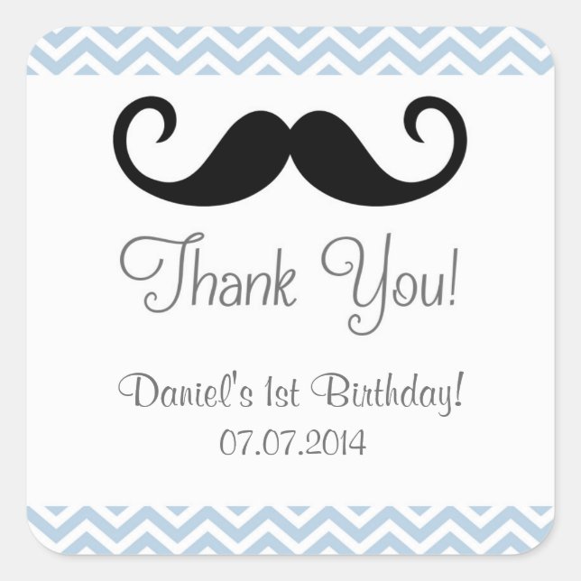Mustache Birthday Vielen Dank, Stickers (Vorderseite)