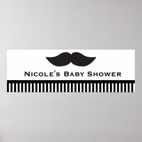 Mustache Black & White Strips Modernes Party Banne