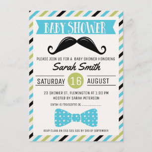 Mustache Bow Little Man Baby shower Invitation