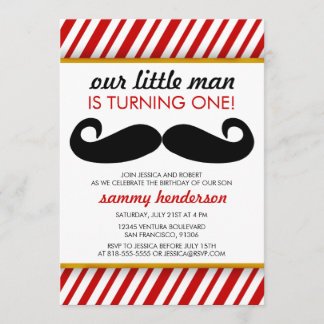 Mustache Boy Birthday Einladung