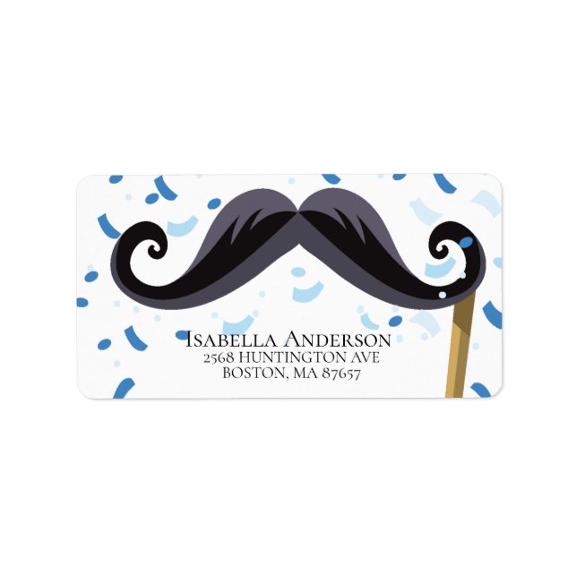 Mustache Boys Baby Showadresse Etikett Adressaufkleber (Vorne)