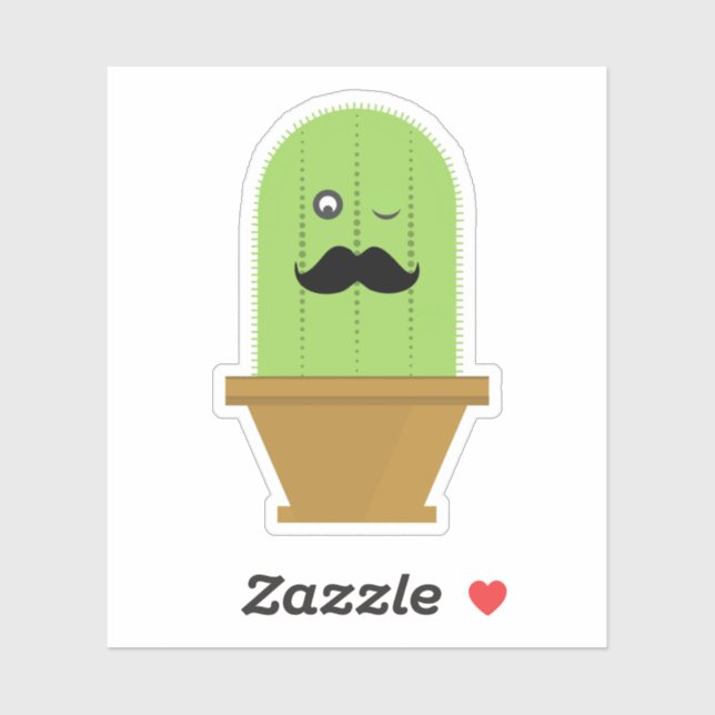 Mustache Cactus Sticker (Blatt)