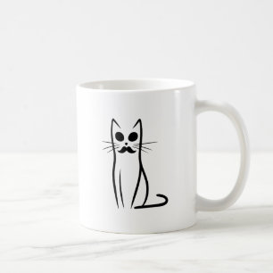 Mustache Cat Vater Abstrakt Cat Papa Funny Minimal Kaffeetasse