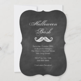 Mustache Chalkboard Halloween-Party Einladung