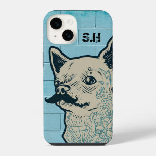 Mustache Chihuahua Graffiti Monogram iPhone 14 Hülle