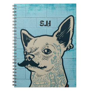 Mustache Chihuahua Graffiti Monogram Notizblock