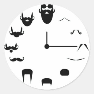 Mustache Clockface Runder Aufkleber