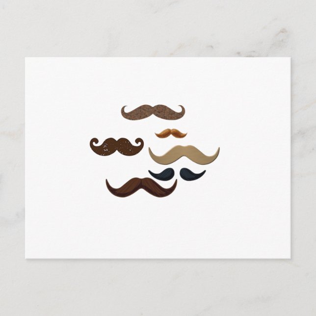 Mustache Collage Hair Add Name Add Color Text Postkarte (Vorderseite)