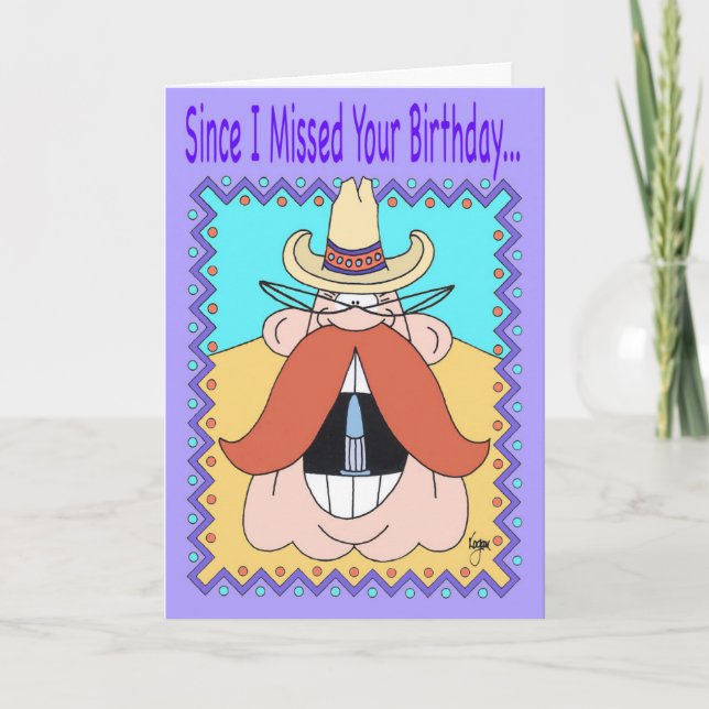 MUSTACHE COWBOY Carte Anniversaire Belge (Devant)