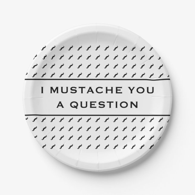 Mustache dir eine Frage-Mod Strip Pappteller (Vorderseite)