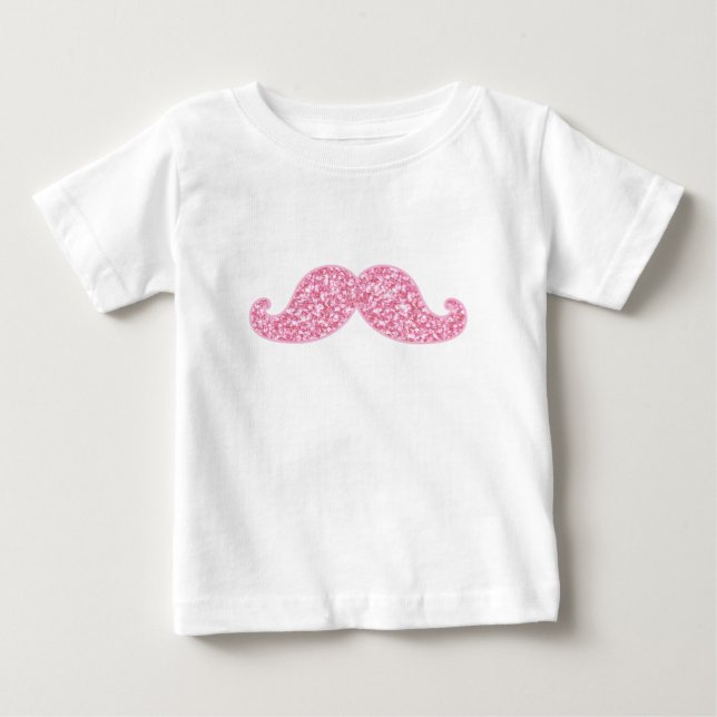 MUSTACHE-DRUCKER GLITZER PINK BABY T-SHIRT (Vorderseite)