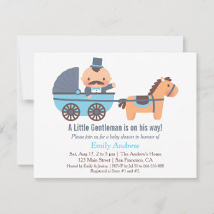 Mustache Gentleman Baby Boy Shower Invitations