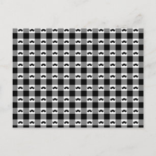 Mustache Gingham Pattern - Niedlich! Postkarte