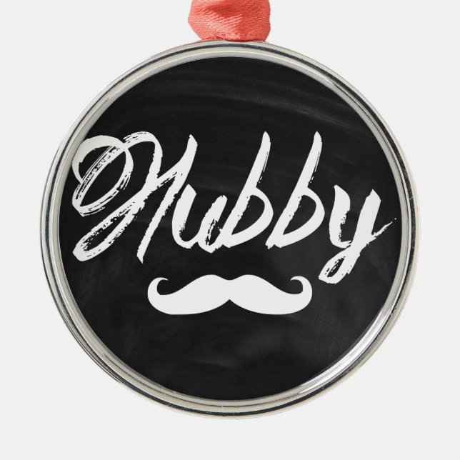 Mustache Groom Honeymoon hubby Silbernes Ornament (Vorne)