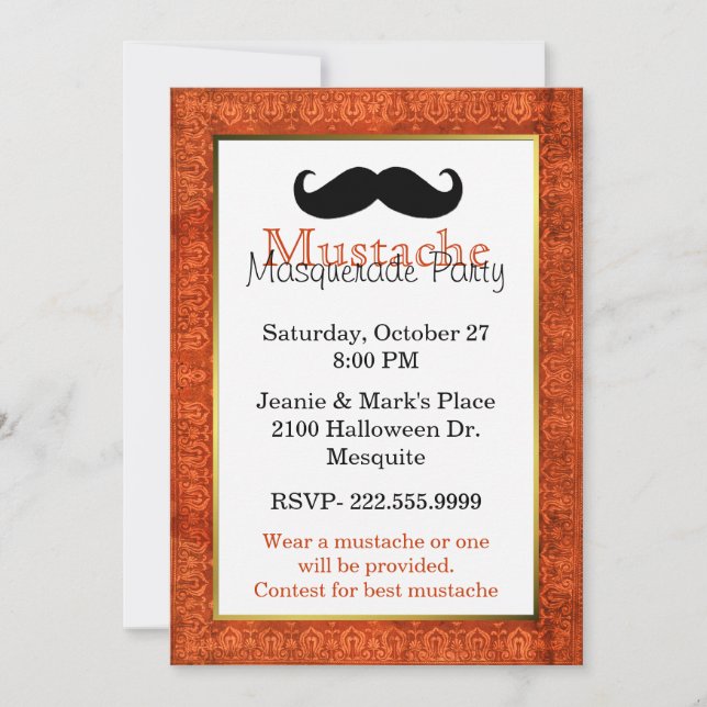 Mustache Halloween-Party Einladung (Vorderseite)