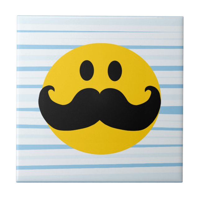 Mustache Happy Face Fliese (Vorderseite)
