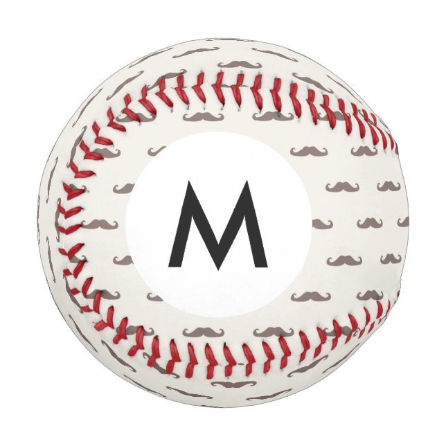 Mustache-Hipster für Monogramm 3 Baseball (Vorderseite Links)