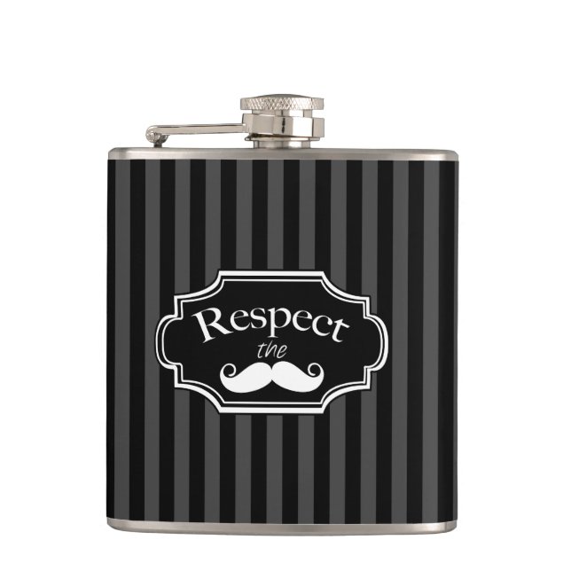 Mustache Hipster Retro-Muster Flachmann (Vorderseite)