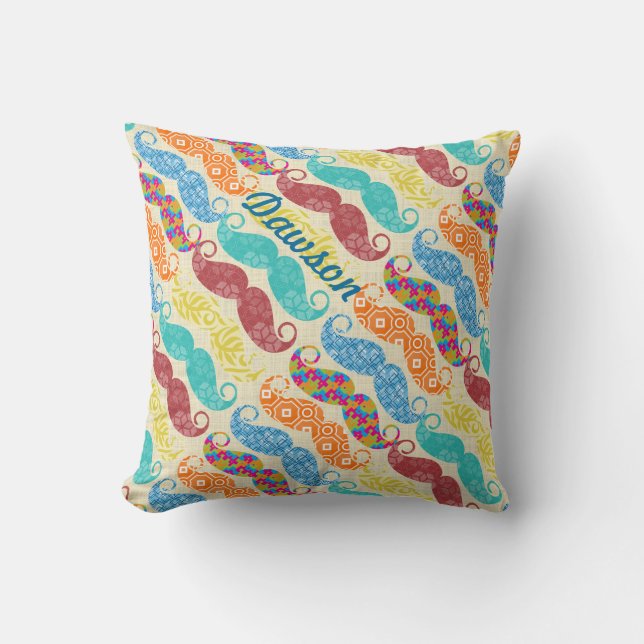 Mustache Hipster Vintag Retro Kissen (Vorderseite)