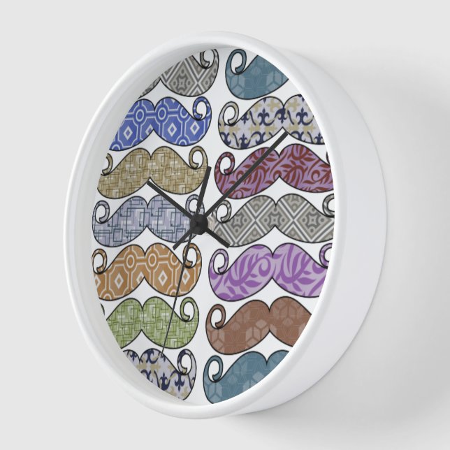 Mustache Hipster Vintag Retro Wanduhr (Winkel)